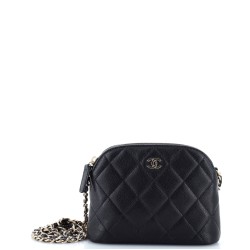 CC Dome Zip Clutch with Chain Quilted Caviar Mini