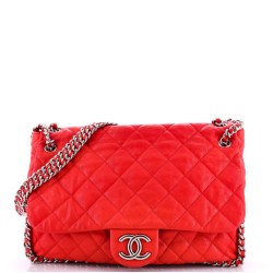 Chain Around Flap Bag Quilted Leather Maxi