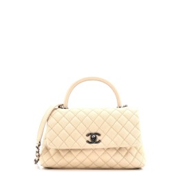 Coco Top Handle Bag Quilted Caviar Small
