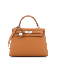 Kelly Handbag Gold Epsom with Palladium Hardware 28