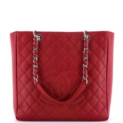 Petite Shopping Tote Quilted Caviar Large