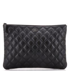 Double Stitch O Case Clutch Lambskin Medium