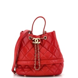 Rolled Up Drawstring Bucket Bag Quilted Caviar Small
