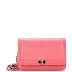 Boy Wallet on Chain Chevron Calfskin