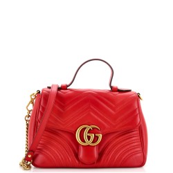 GG Marmont Top Handle Flap Bag Matelasse Leather Small
