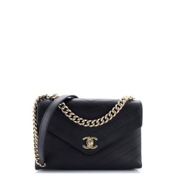 Coco Chevron Flap Bag Stitched Calfskin Small