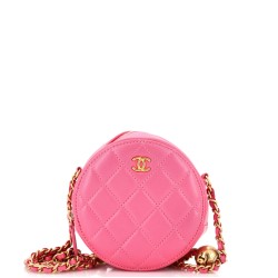 Pearl Crush Round Clutch with Chain Quilted Lambskin