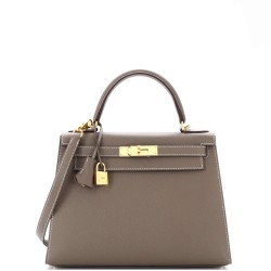 Kelly Handbag Grey Epsom with Gold Hardware 28