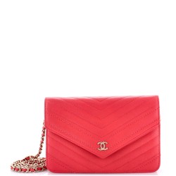 Envelope Wallet on Chain Chevron Calfskin