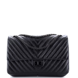 So Black Reissue 2.55 Flap Bag Chevron Aged Calfskin 226