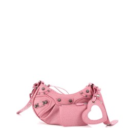 Le Cagole Giant Studs Shoulder Bag Glitter Leather XS