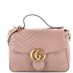 GG Marmont Top Handle Flap Bag Matelasse Leather Medium