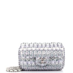 Classic Single Flap Bag Quilted Tweed and Ribbon Mini