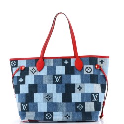 Neverfull Tote Damier and Monogram Patchwork Denim MM