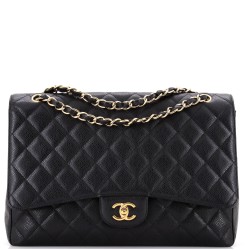 Classic Single Flap Bag Quilted Caviar Maxi