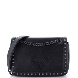 Chain Flap Bag Studded Glazed Calfskin Medium