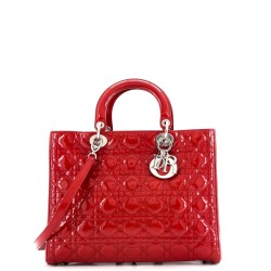 Lady Dior Bag Cannage Quilt Patent Large