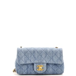 Pearl Crush Flap Bag Quilted Denim Mini