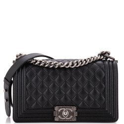 Boy Flap Bag Quilted Caviar Old Medium