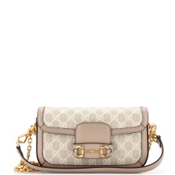Horsebit 1955 Shoulder Bag GG Coated Canvas with Leather East West