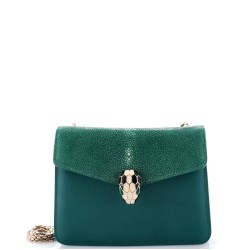 Serpenti Forever Square Shoulder Bag Leather and Stingray Small