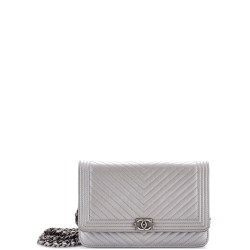 Boy Wallet on Chain Chevron Calfskin