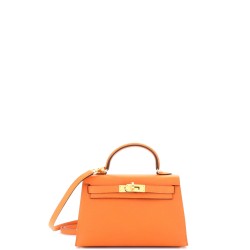 Kelly Mini II Bag Orange H Epsom with Gold Hardware 20