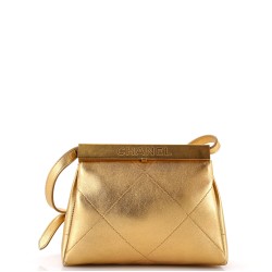 Logo Kisslock Frame Bag Quilted Calfskin Small