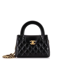 Kelly Top Handle Shopping Bag Quilted Shiny Aged Calfskin Mini