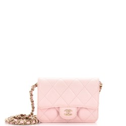 Classic Flap Clutch with Chain Quilted Caviar Small