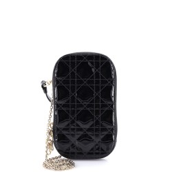 Lady Dior Phone Holder on Chain Cannage Quilt Patent