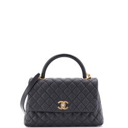 Coco Top Handle Bag Quilted Caviar Small