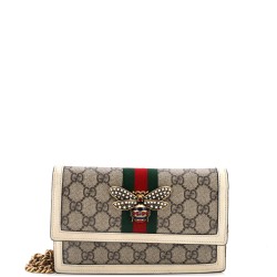 Queen Margaret Chain Wallet GG Coated Canvas Mini