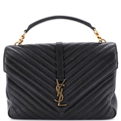 Classic Monogram College Bag Matelasse Chevron Leather Large