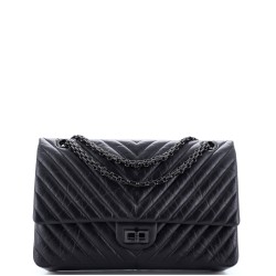So Black Reissue 2.55 Flap Bag Chevron Aged Calfskin 226