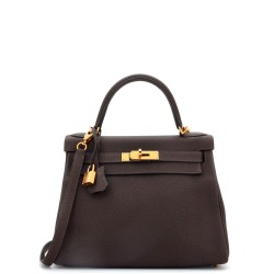 Kelly Handbag Ebene Togo with Gold Hardware 28