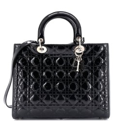 Lady Dior Bag Cannage Quilt Patent Large