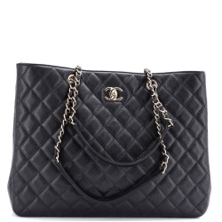 Classic CC Shopping Tote Quilted Caviar Large