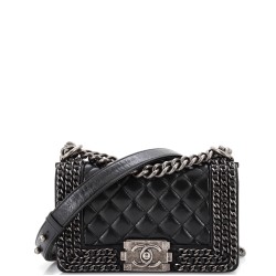 Chained Boy Flap Bag Quilted Glazed Calfskin Small