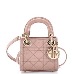 Lady Dior Bag Cannage Quilt Patent Micro