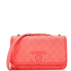 Filigree Flap Bag Quilted Caviar Medium