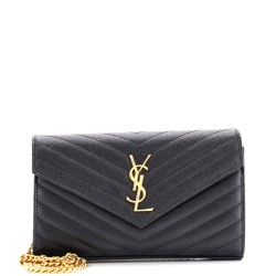 Classic Monogram Wallet on Chain Matelasse Chevron Leather Medium