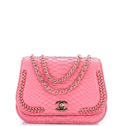 Braided Chic Flap Bag Python Small