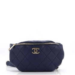Resin Elegant Chain Belt Bag Quilted Lambskin