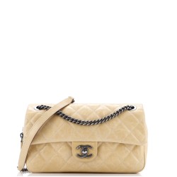 Duo Color Flap Bag Quilted Glazed Calfskin Medium