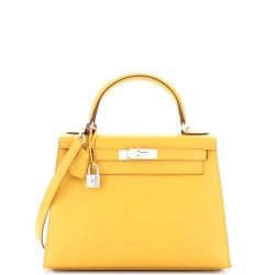 Kelly Handbag Jaune Ambre Epsom with Palladium Hardware 28