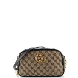 GG Marmont Shoulder Bag Diagonal Quilted GG Canvas with Leather Small