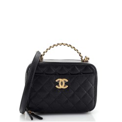 Pick Me Up Logo Handle Vanity Case Quilted Caviar Small
