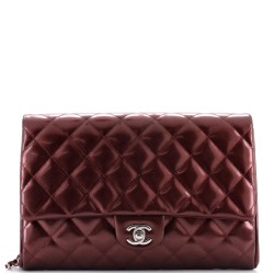 Clutch with Chain Quilted Striated Metallic Patent