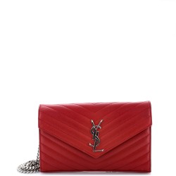 Classic Monogram Wallet on Chain Matelasse Chevron Leather Medium